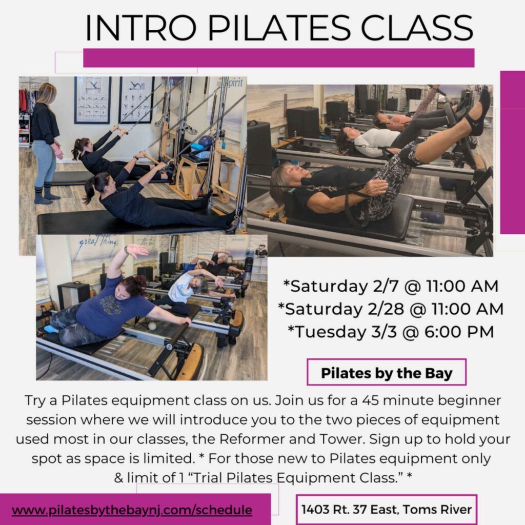 intro pilates class winter schedule at pilates by the bay