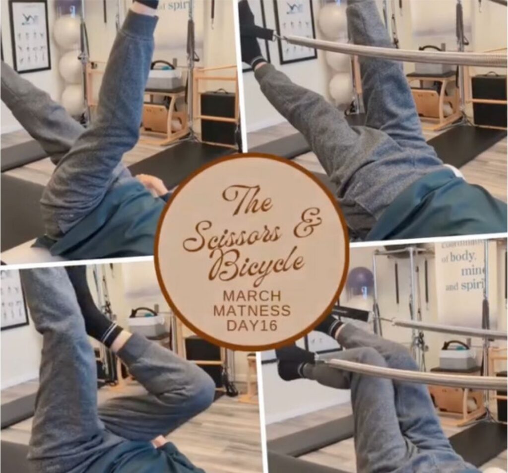 four angles of the scissor and bridge Pilates excersise